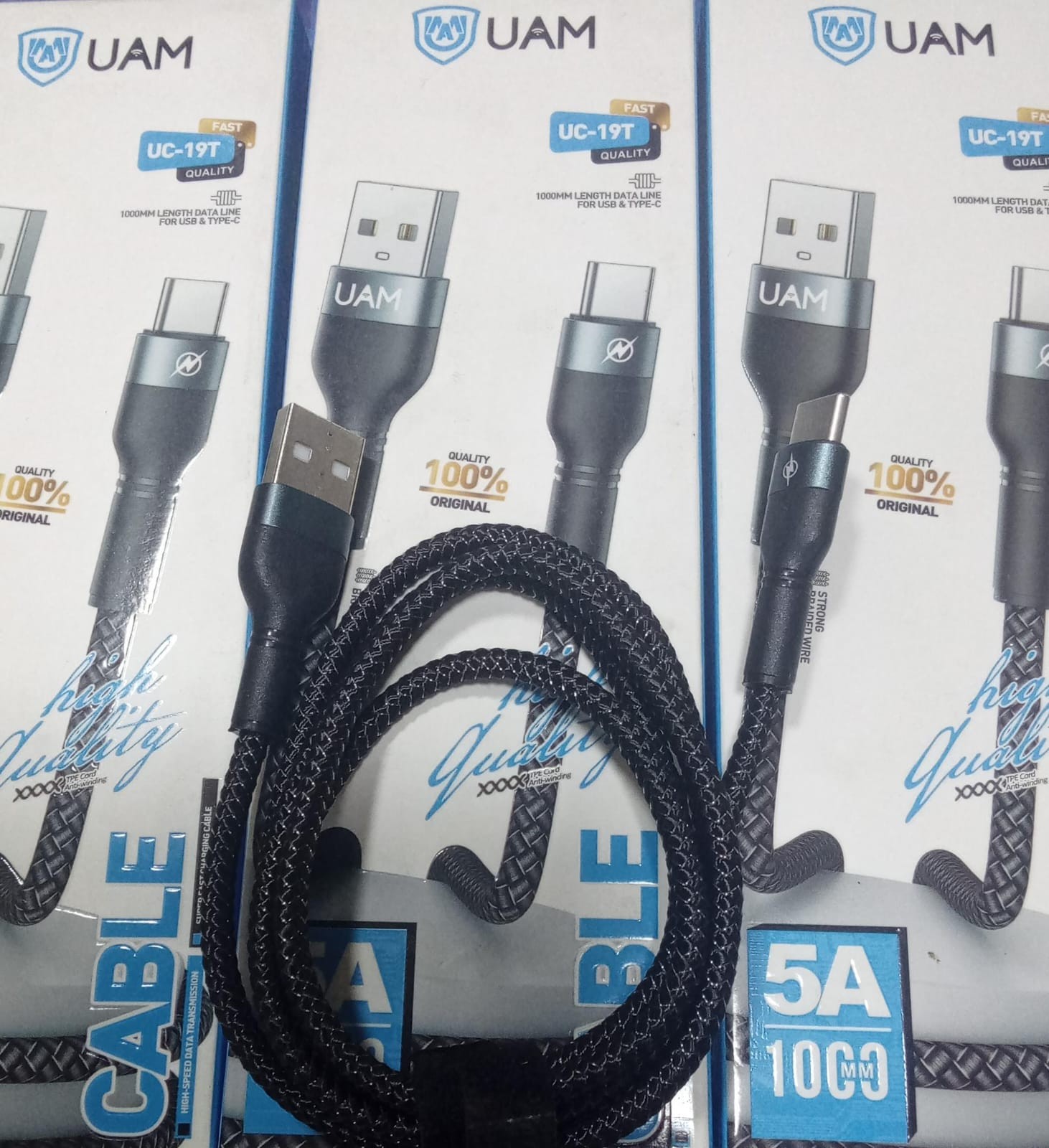 كابل شحن UAM t19 5 A 1 M type C - تسوق الآن من هايبر الاسماعيلية