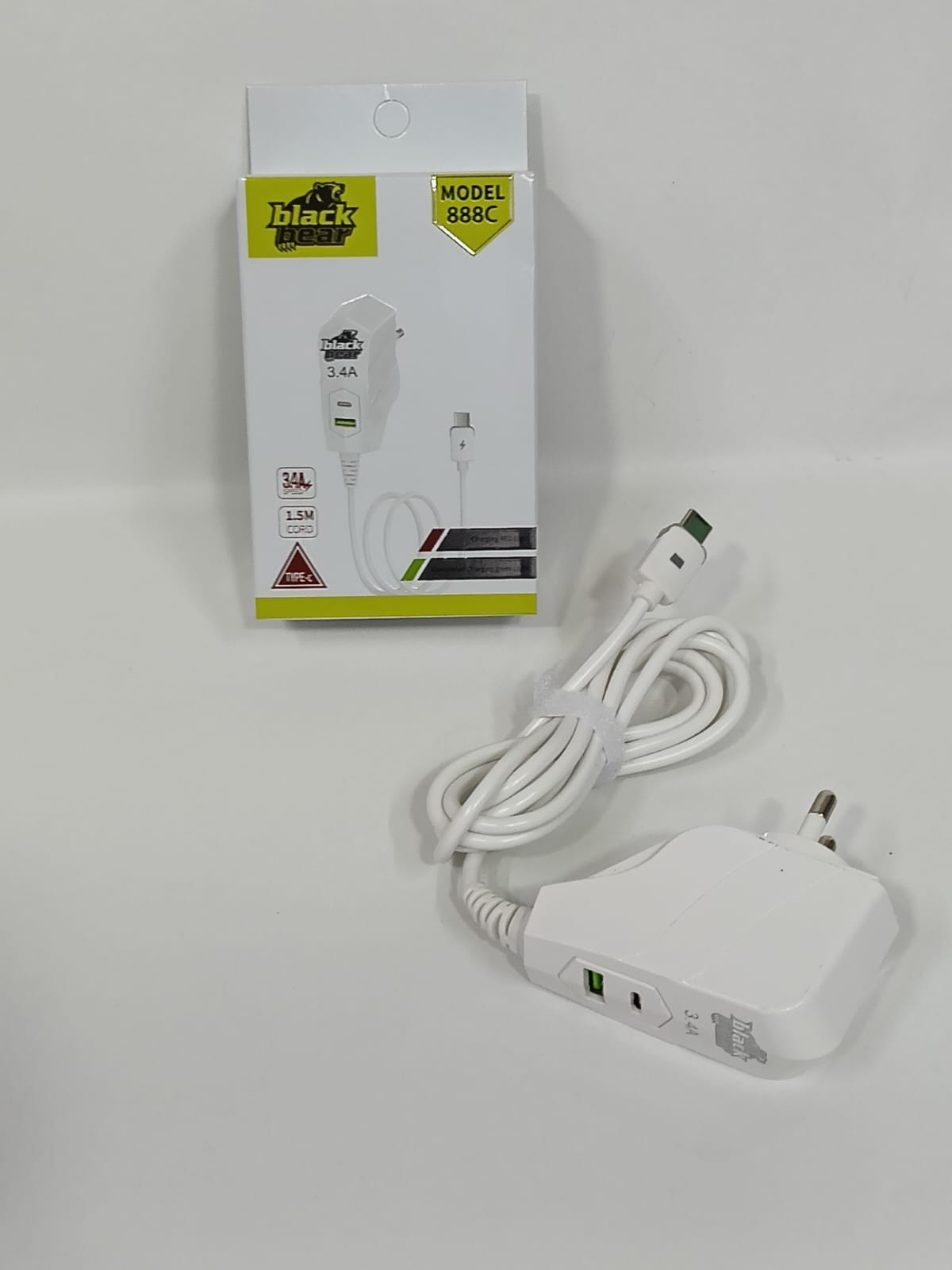 شاحن Black Bear موديل 888C – كابل مضيء 1.5 متر USB + PD Type-C شحن سريع - تسوق الآن من شركه البشاتلى للاستيراد وتجاره اكسسوارات الموبيل