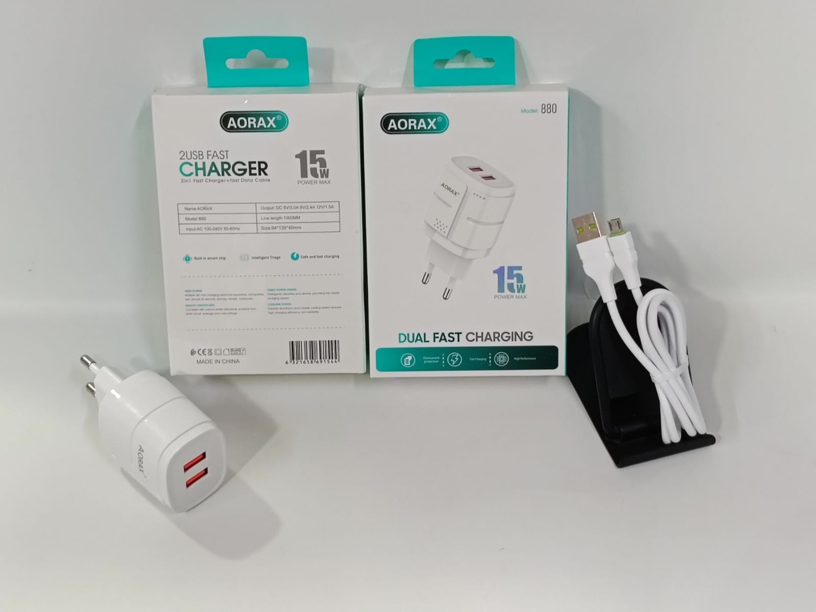 شاحن AORAX موديل 880 – 15W 2USB + كابل ميكرو سيليكون - تسوق الآن من شركه البشاتلى للاستيراد وتجاره اكسسوارات الموبيل