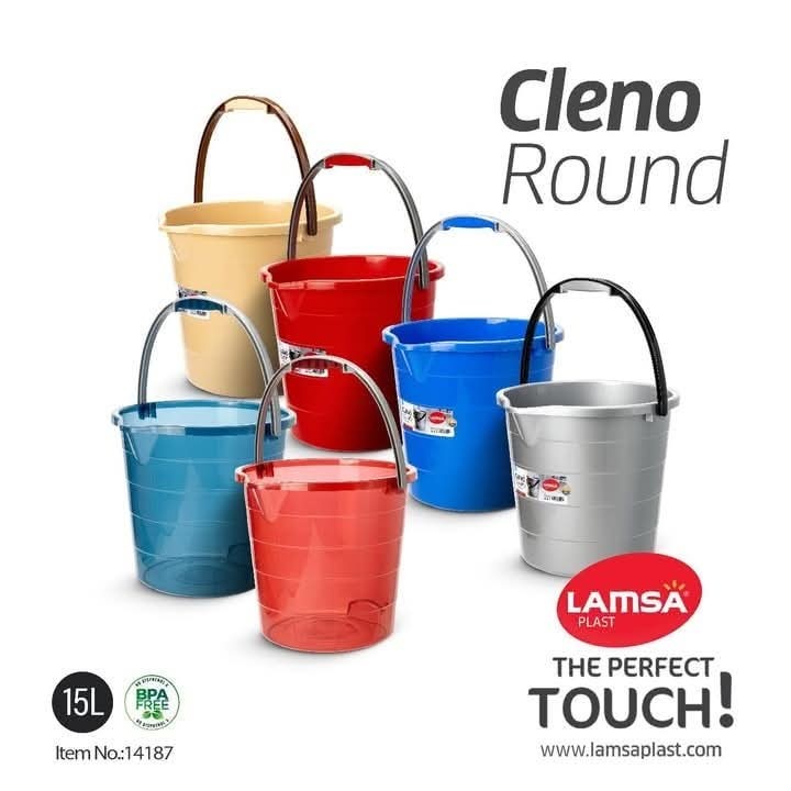 جردل كلينو شفاف مدور ١٥ لتر لمسه