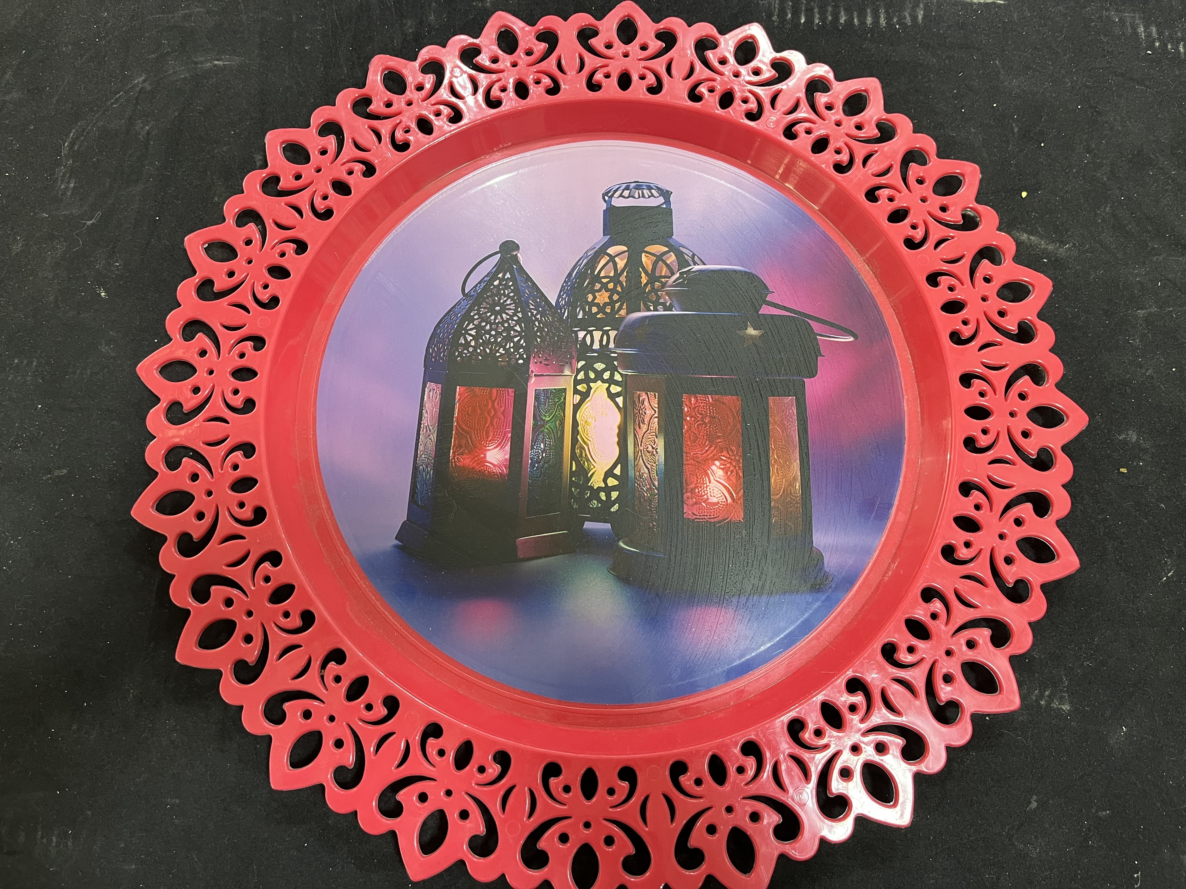 صينيه بلاستيك ايكيا كبيره  مدوره اشكال رمضان