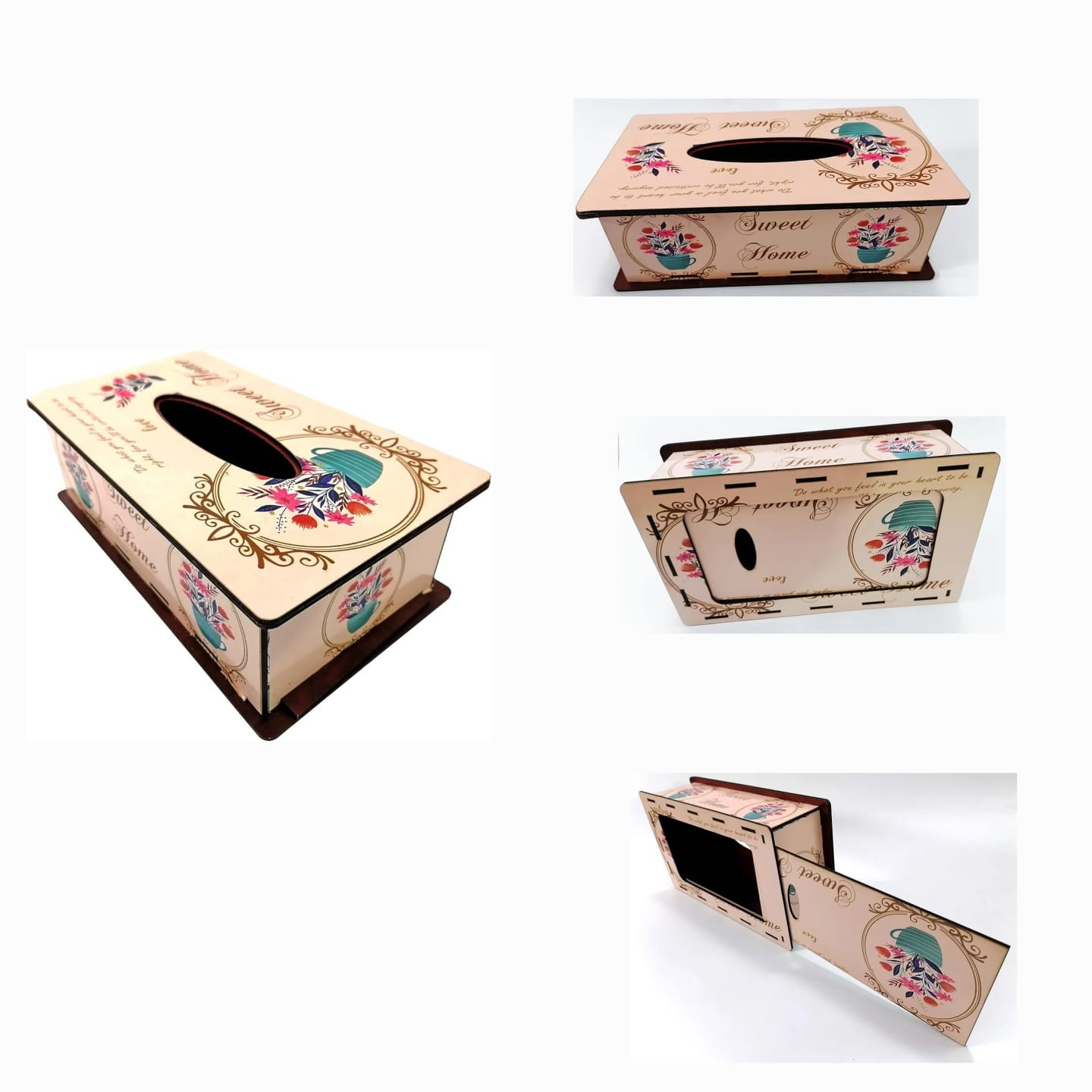 علبة مناديل خشب