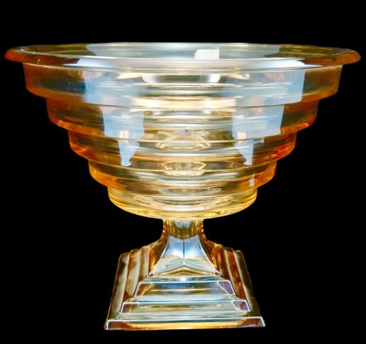 طبق فاكهه كريستال الباشا - كاس مدرج ذهبى