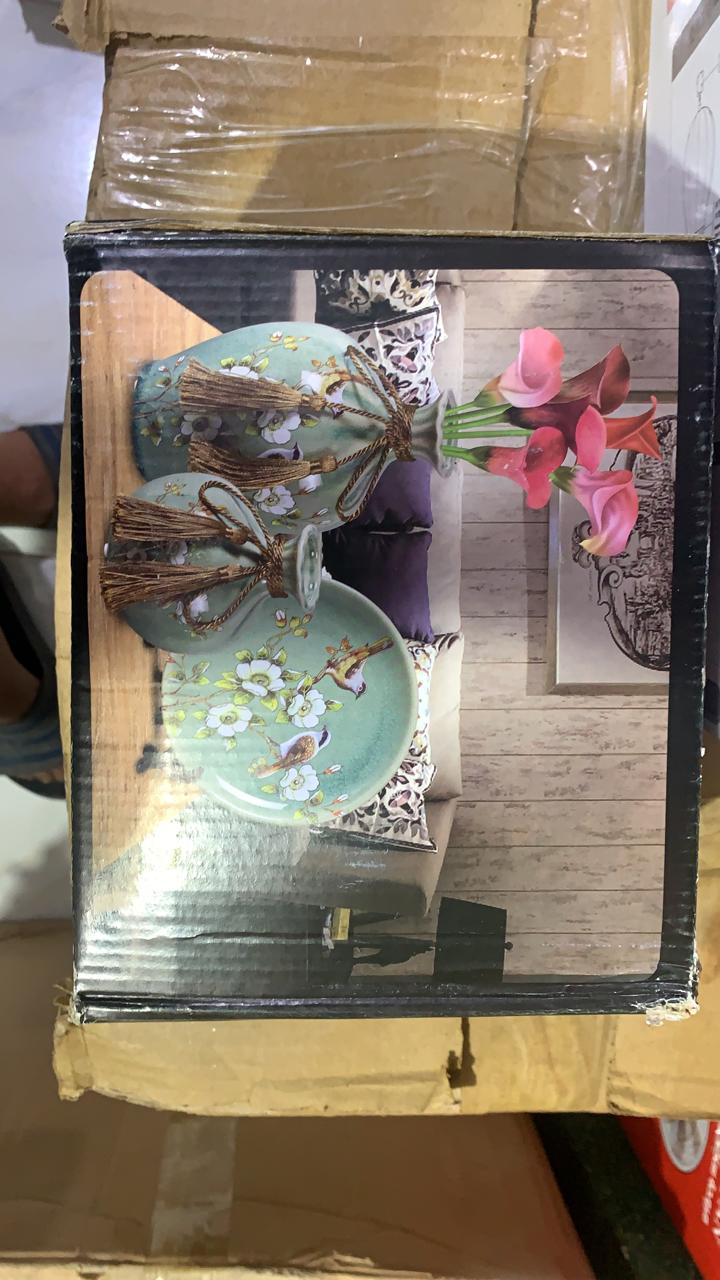 طقم بوفيه هديه بورسلين 3 ق - فراشات اسود