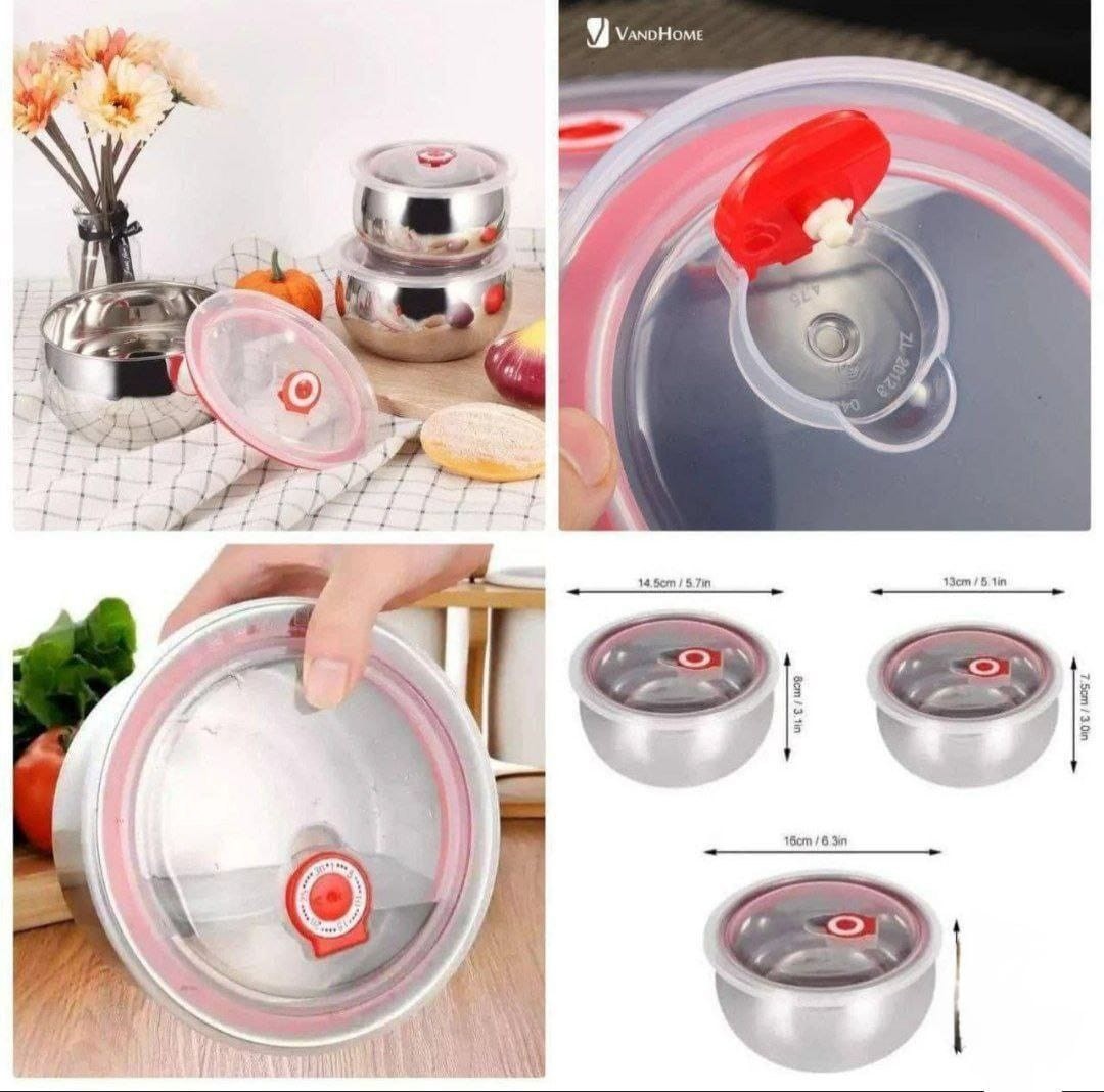 طقم علب ثلاجه استانلس بومبيه