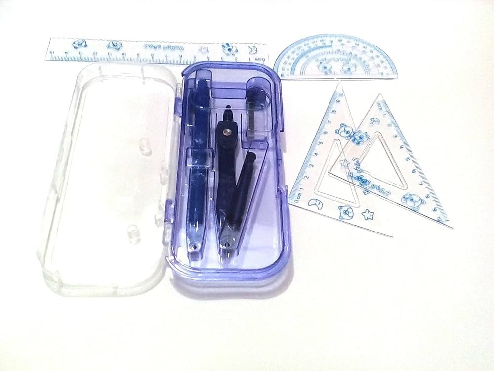 طقم ادوات هندسيه علبه زرقاء عادى