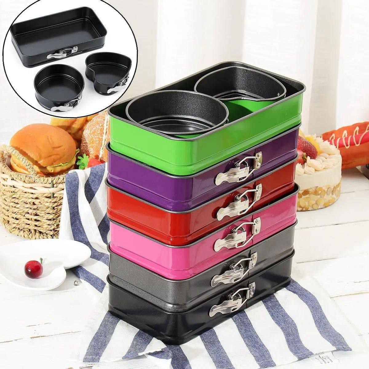 طقم صينيه كيك حزام اشكال قلب ٣ قطع سيراميك مقاس صغير