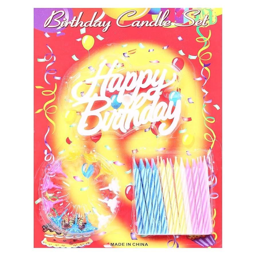 شمع عيد ميلاد هابى بيرز داى على كارت احمر