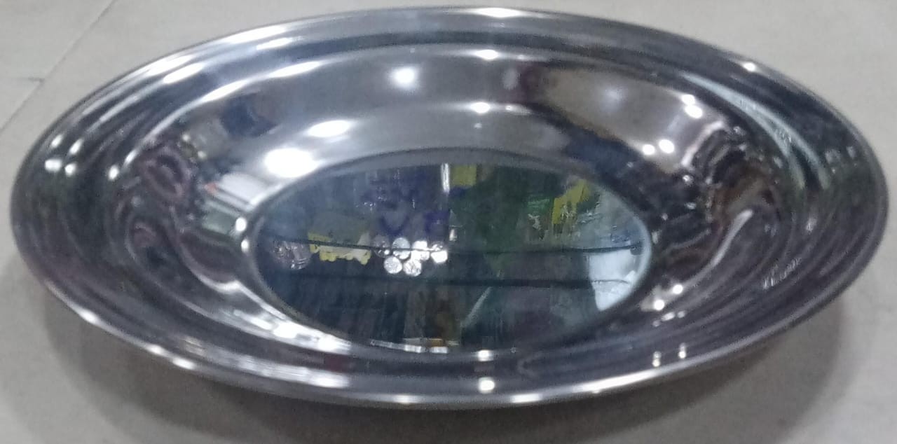 طبق استانلس ثقيل مسطوح مقاس ٧