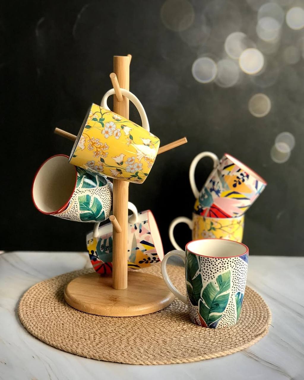 حامل مجات شجرة خشب