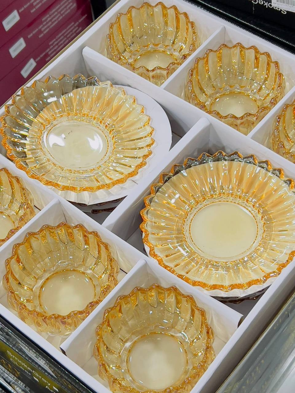 طقم خشاف مدور مضلع عسلى 12 قطعة